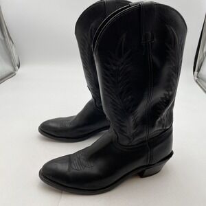 Texas Boots Mens Size 11.5 D Black Leather Western Cowboy Pointed Toe Made USA